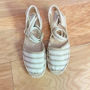Soludos Lace-Up Espadrilles in Ivory/Beige Size 7 NWOT